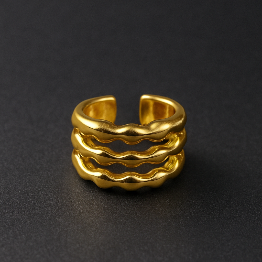 Molten Wave Gold Ring – Bold & Sculptural