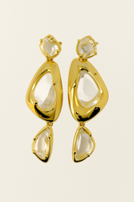 Load image into Gallery viewer, Sculpted Crystal Drop Earrings – Gold Finish
