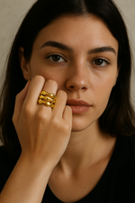Load image into Gallery viewer, Molten Wave Gold Ring – Bold &amp; Sculptural
