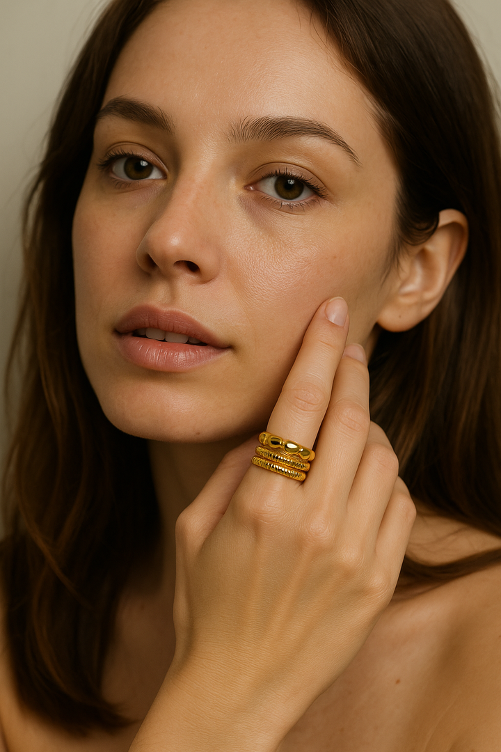Triple Texture Bold Band Ring