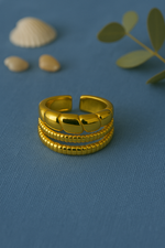 Load image into Gallery viewer, Triple Texture Bold Band Ring
