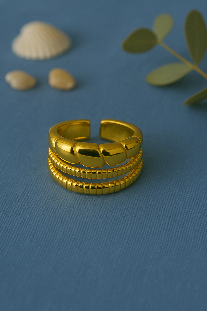 Triple Texture Bold Band Ring