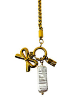 Load image into Gallery viewer, Charm Accent Gold Bracelet – Bow &amp; Baroque Pearl
