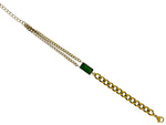 Load image into Gallery viewer, Dual Chain Green Stone Bracelet – Gold Finish
